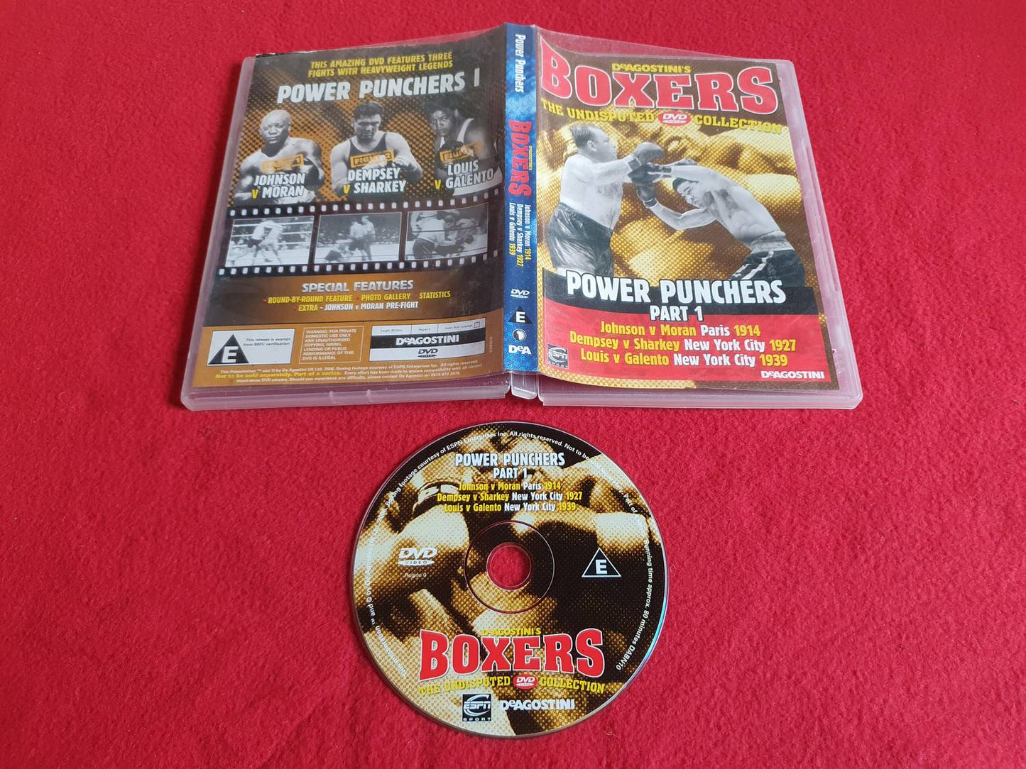 BOXERS JOHNSON V MORAN / DEMPSEY V SHARKEY / LOUIS V GALENTO till DVD