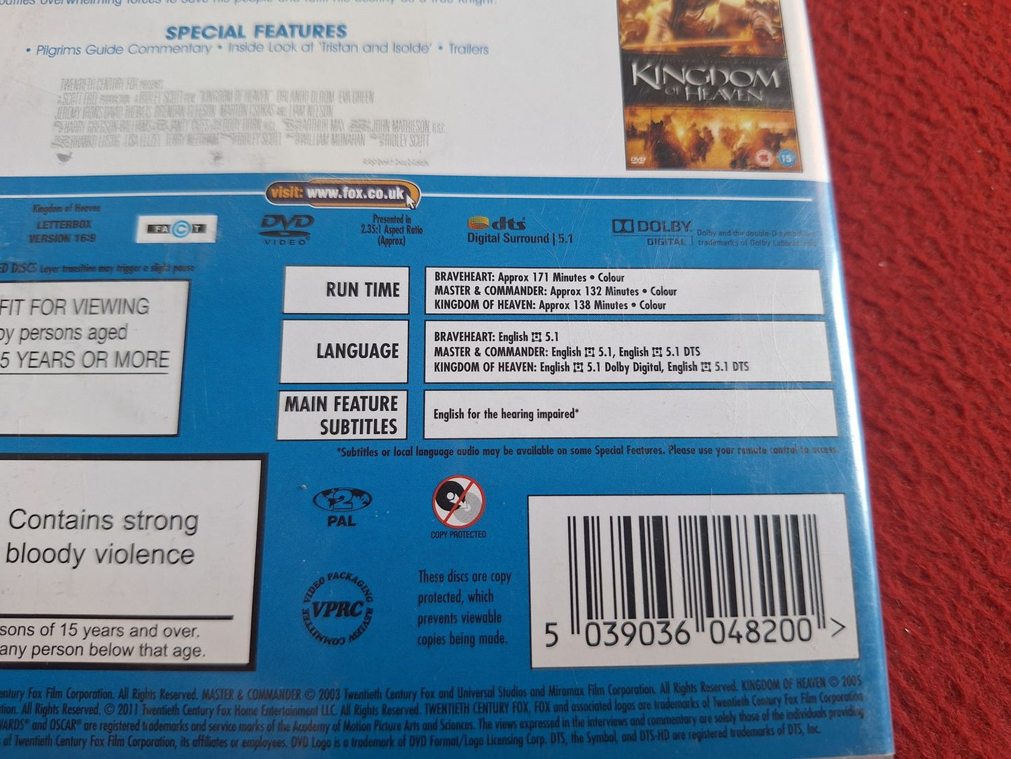 BRAVEHEART / MASTER AND COMMANDER / KINGDOM OF HEAVEN BOX DVD