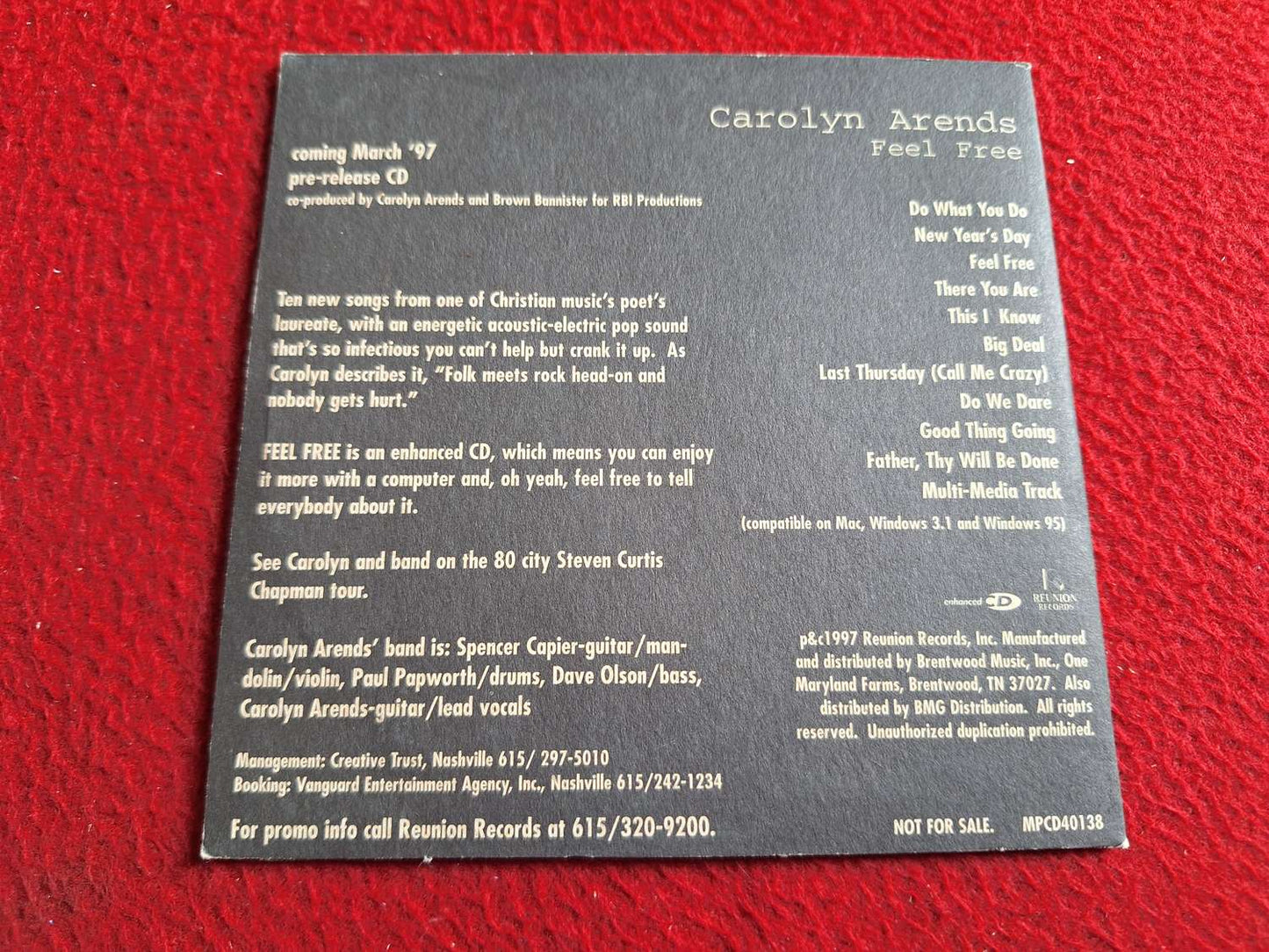 CAROLYN ARENDS FEEL FREE CD