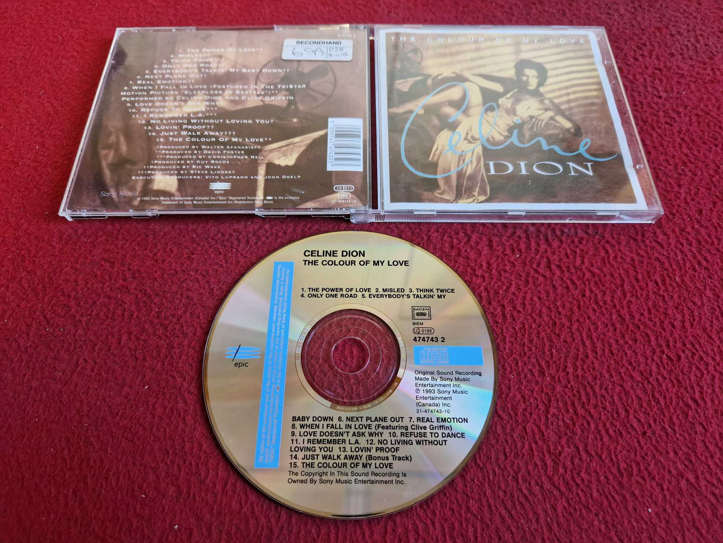 CELINE DION THE COLOUR OF MY LOVE CD