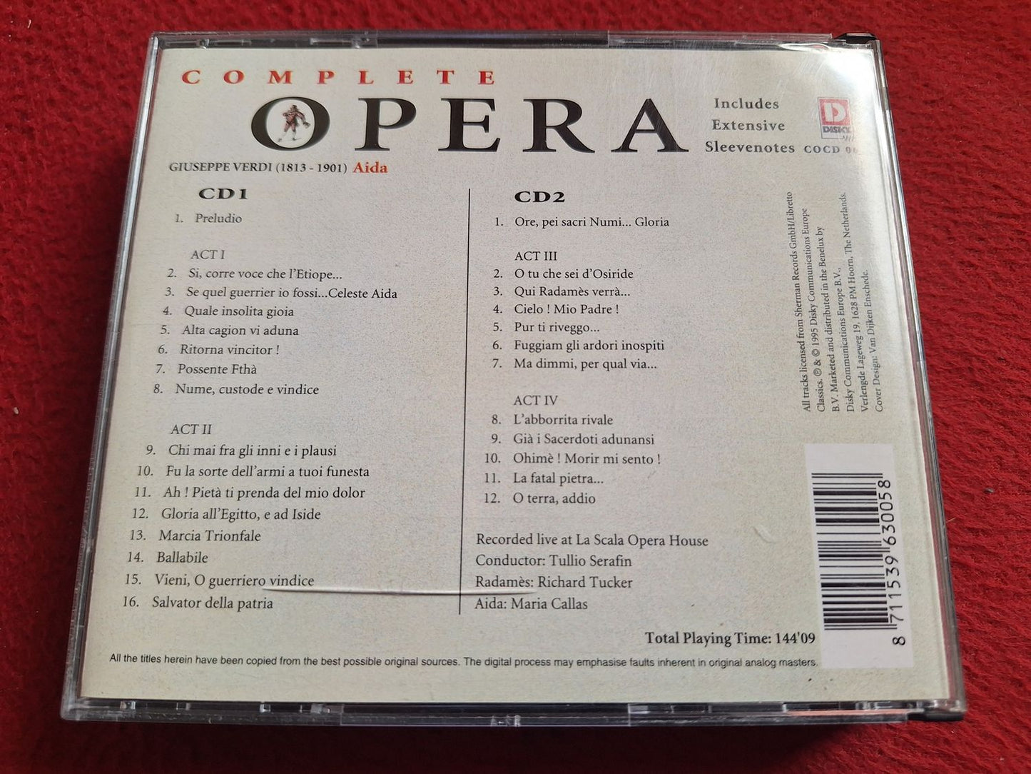 COMPLETE OPERA - AIDA (VERDI) CALLAS / TUCKER CD BOX