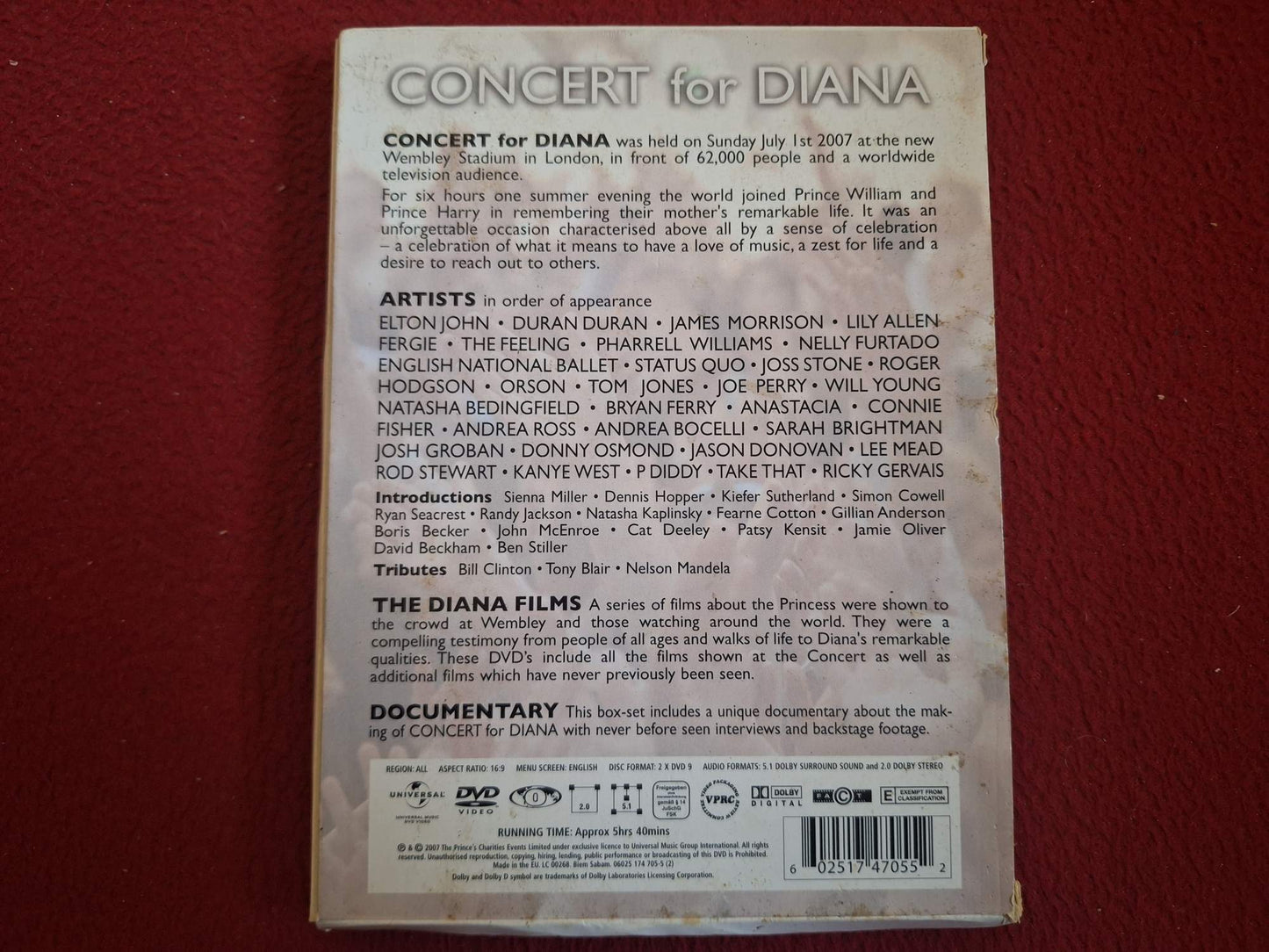 CONCERT FOR DIANA - ELTON JOHN / DURAN DURAN / LILY ALLEN mfl DVD