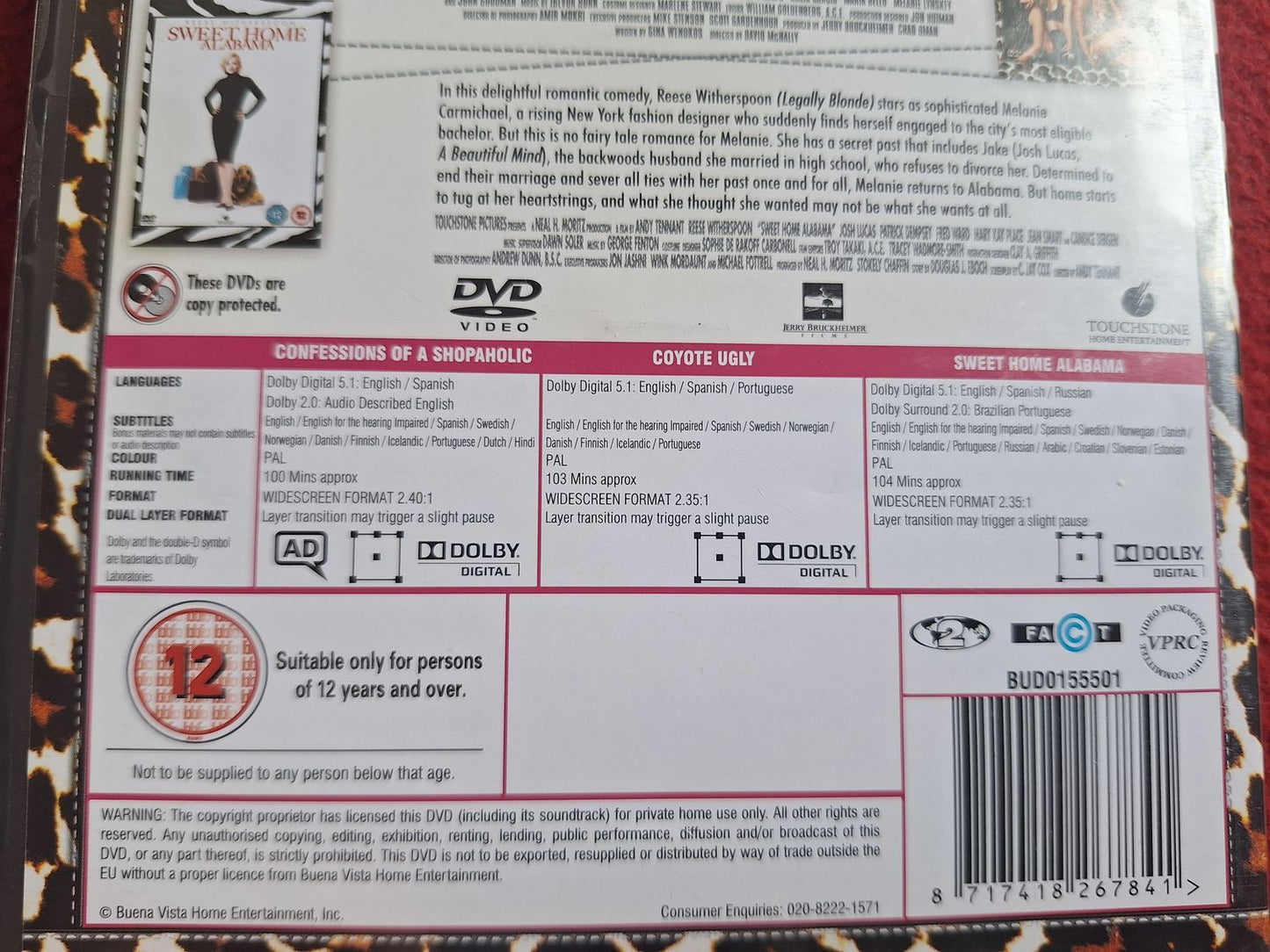 CONFESSIONS OF A SHOPAHOLIC / COYOTE UGLY / SWEET HOME ALABAMA BOX DVD