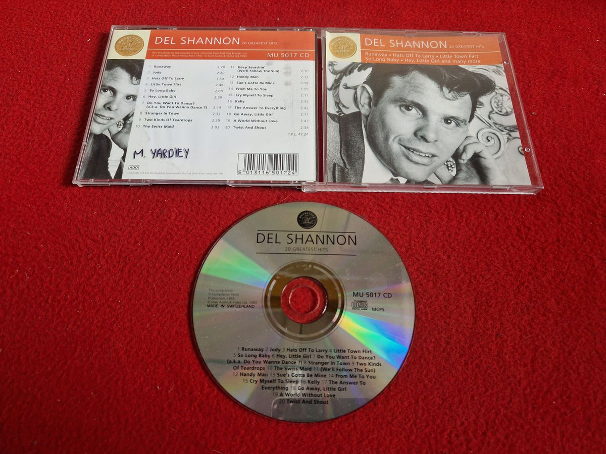 DEL SHANNON 20 GREATEST HITS CD