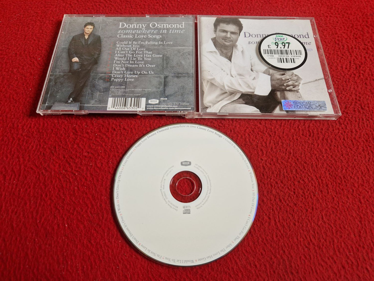 DONNY OSMOND SOMEWHERE IN TIME CLASSIC LOVE SONGS CD