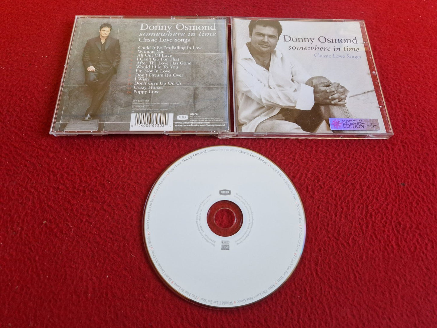 DONNY OSMOND SOMEWHERE IN TIME CLASSIC LOVE SONGS SPECIAL EDITION CD