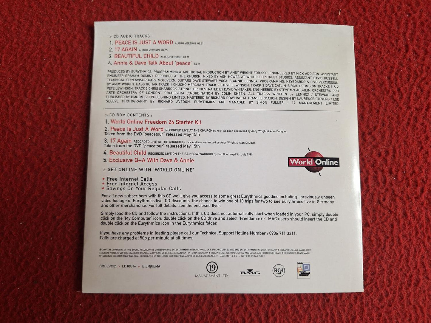 EURYTHMICS PEACE IS JUST A WORD CD
