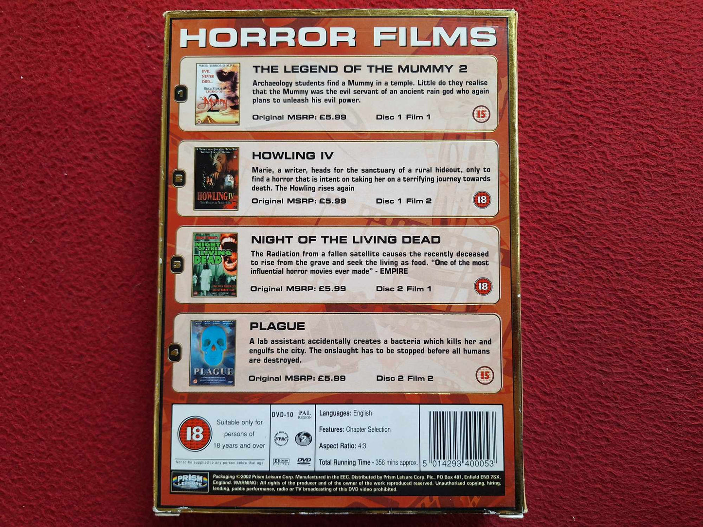 HORROR - MUMMY 2 / HOWLING IV / NIGHT OF THE LIVING DEAD / PLAGUE BOX DVD