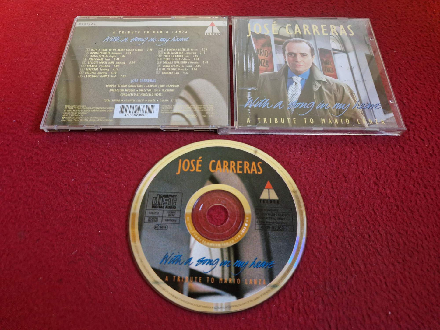 JOSE CARRERAS WITH A SONG IN MY HEART A TRIBUTE TO MARIO LANZA CD
