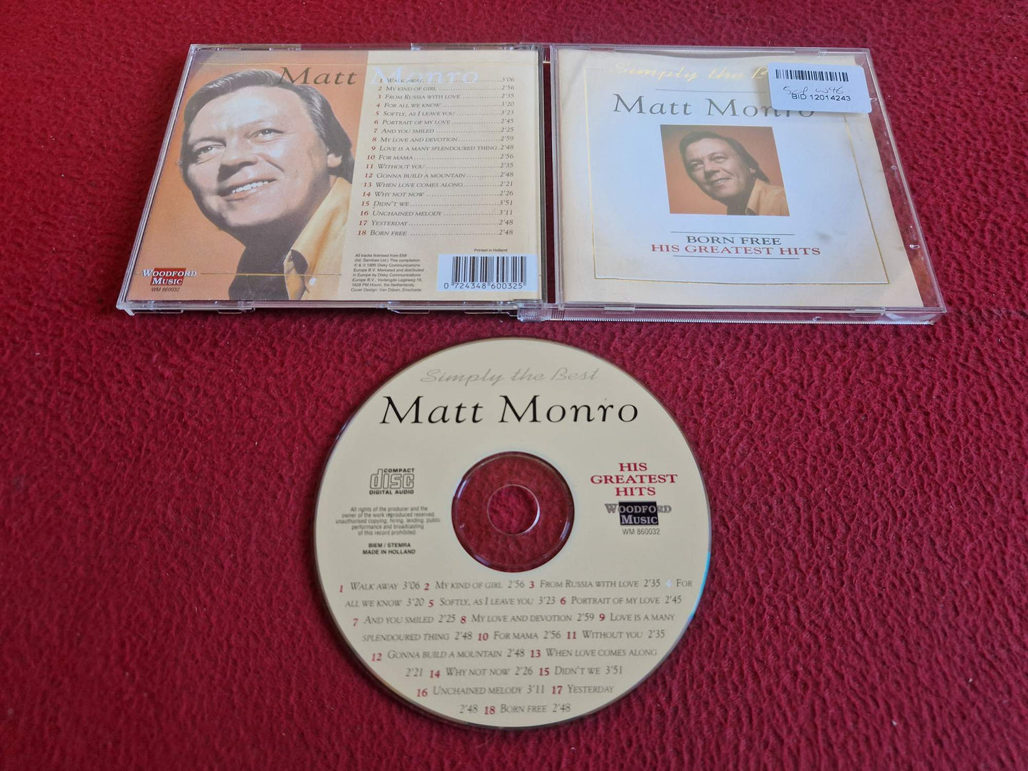 MATT MONRO HIS GREATEST HITS CD