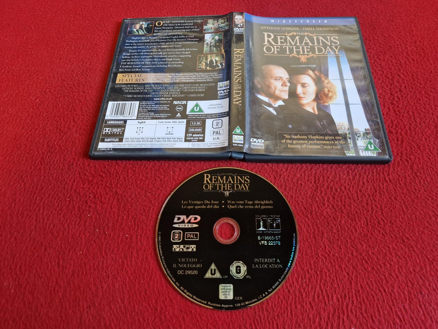 REMAINS OF THE DAY DVD
