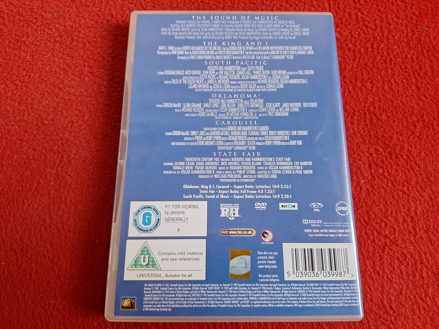 RODGERS & HAMMERSTEIN 6 TIMELESS MUSICALS STATE FAIR mfl BOX DVD