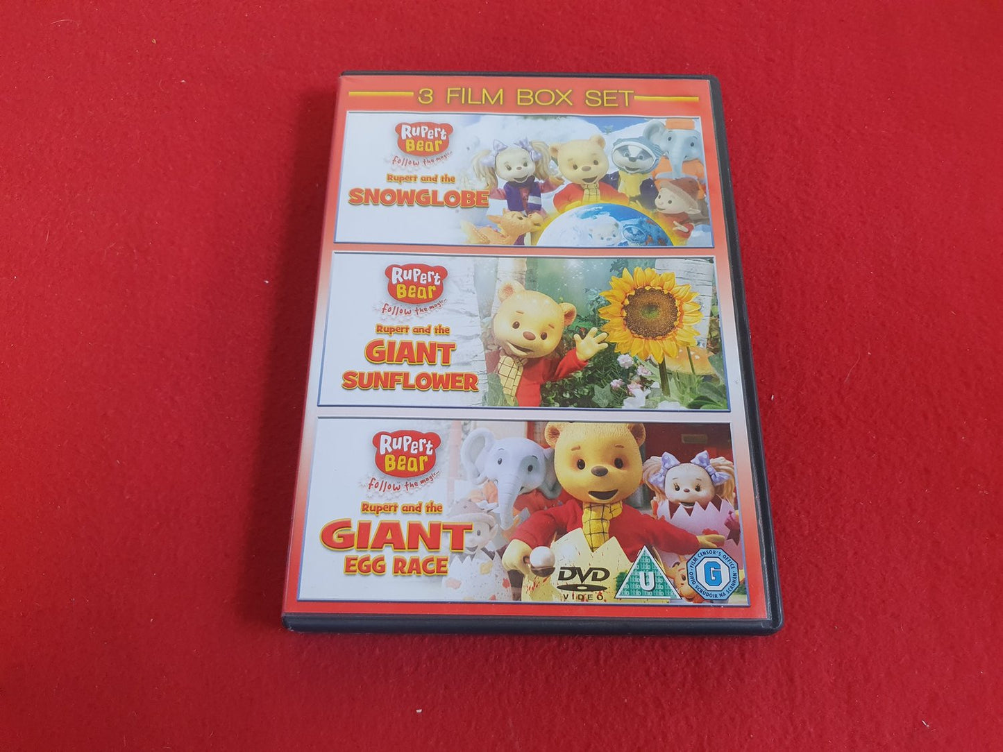RUBERT BEAR AND THE SNOW GLOBE / GIANT SUNFLOWER / GIANT EGG RACE BOX till DVD