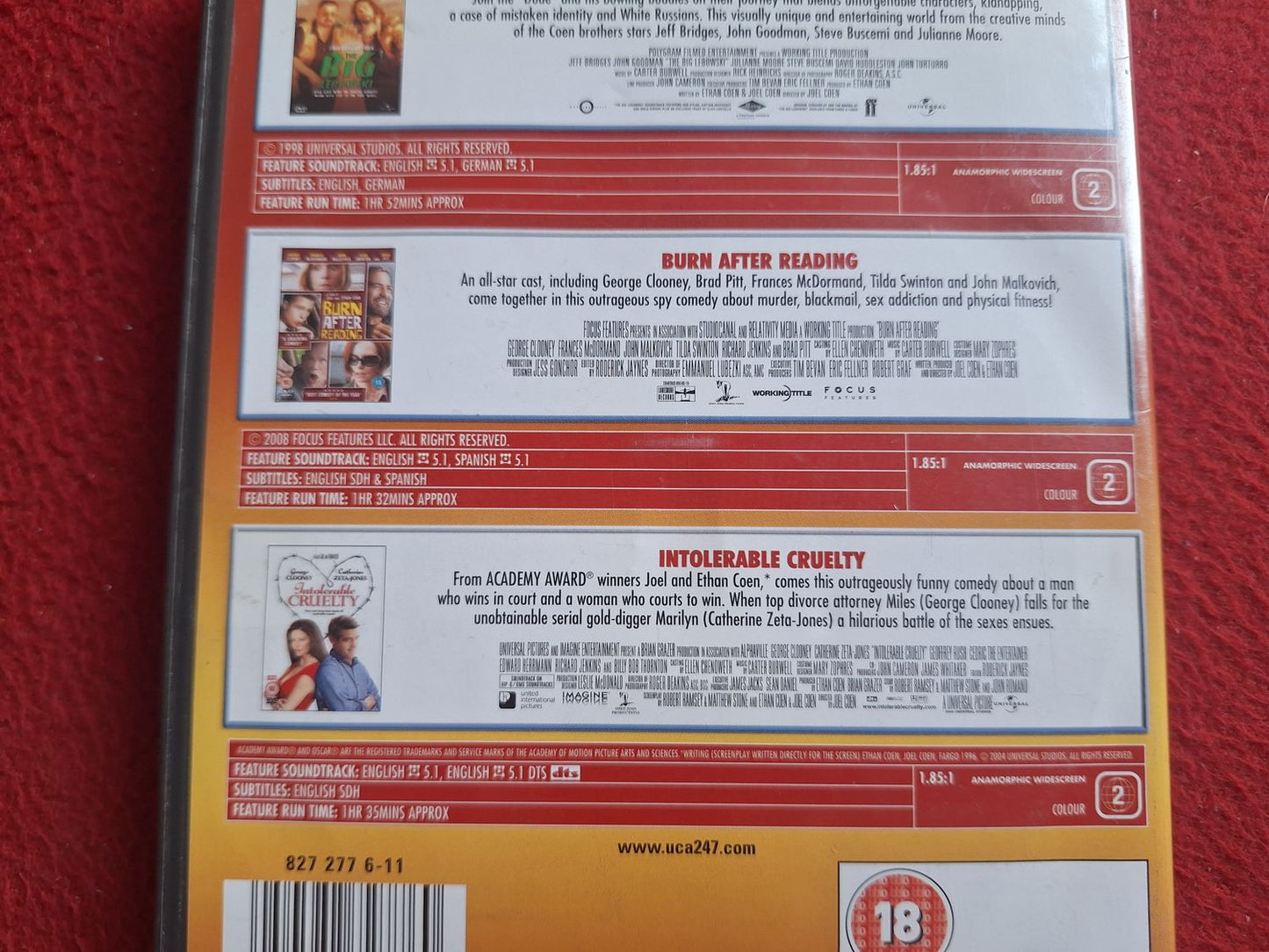 THE BIG LEBOWSKI / BURN AFTER READING / INTOLERABLE CRUELTY BOX DVD