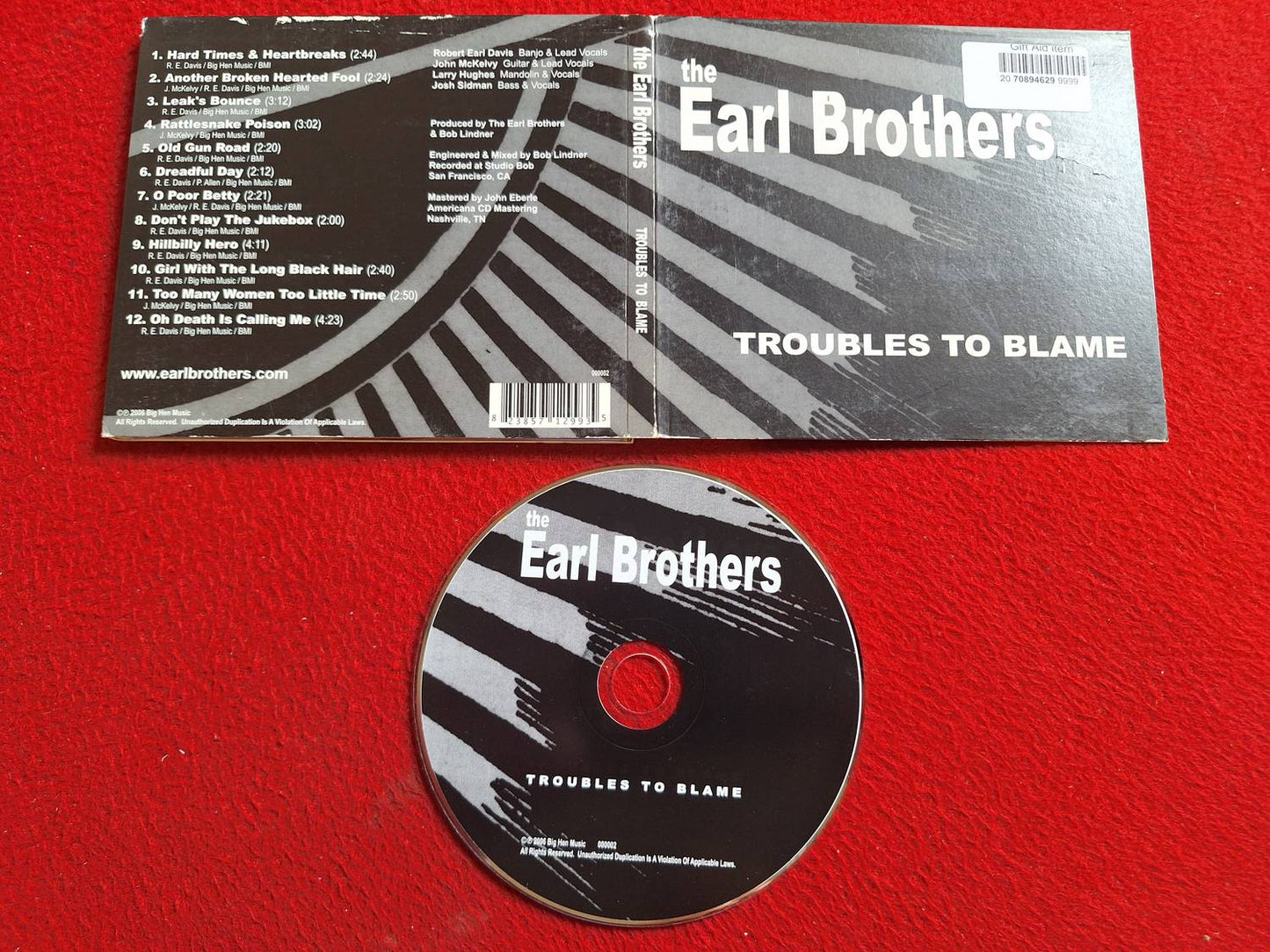 THE EARL BROTHERS TROUBLES TO BLAME CD