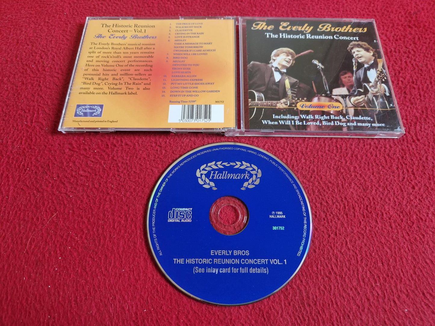 THE EVERLY BROS THE HISTORIC REUNION CONCERT VOL. 1 CD