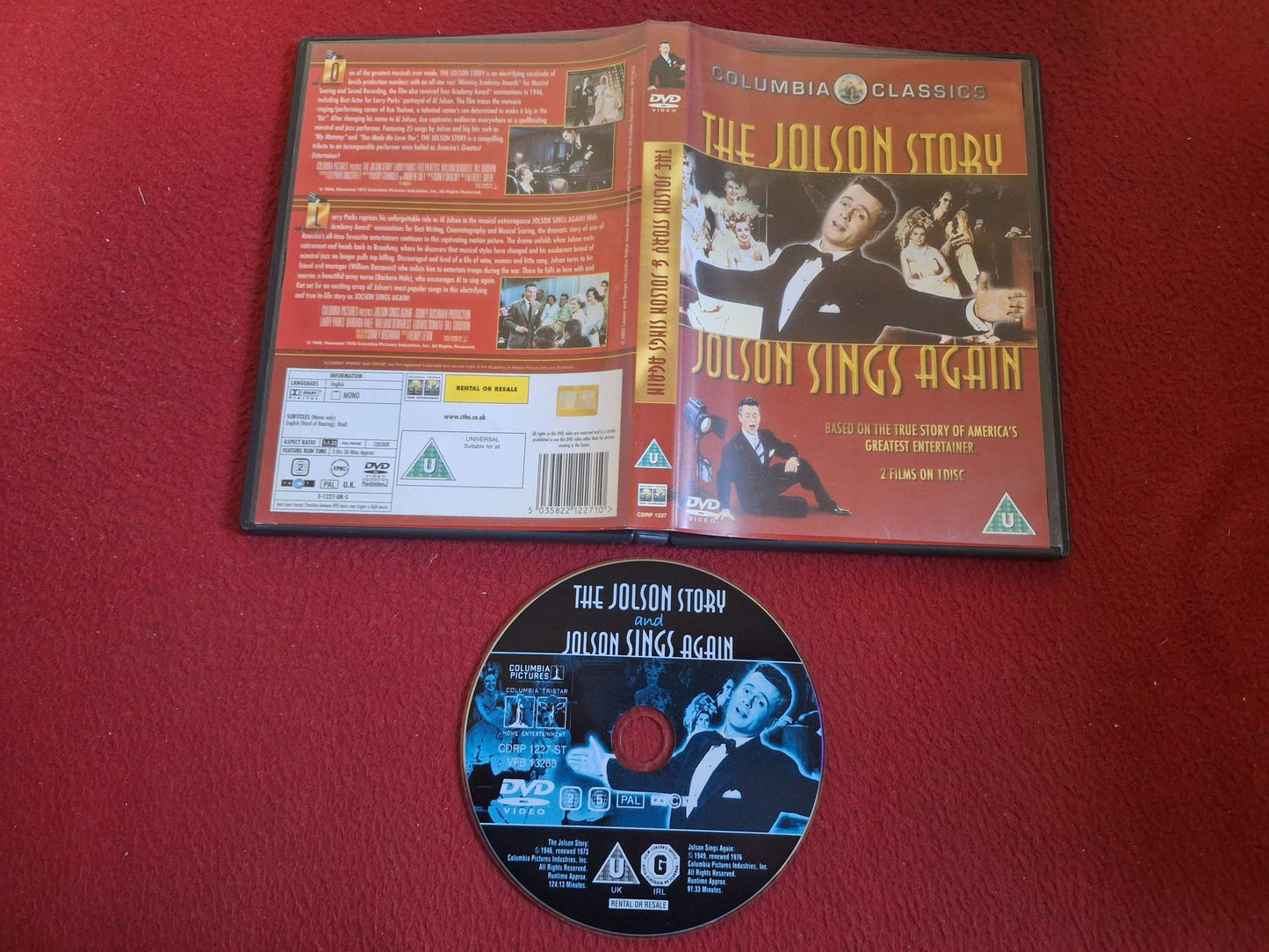 THE JOLSON STORY JOLSON SINGS AGAIN DVD