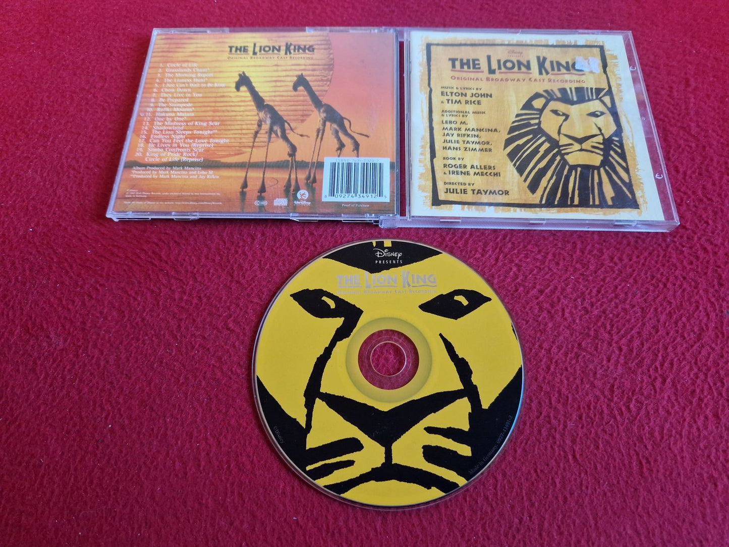 THE LION KING ORIGINAL BROADWAY CAST RECORDING CD