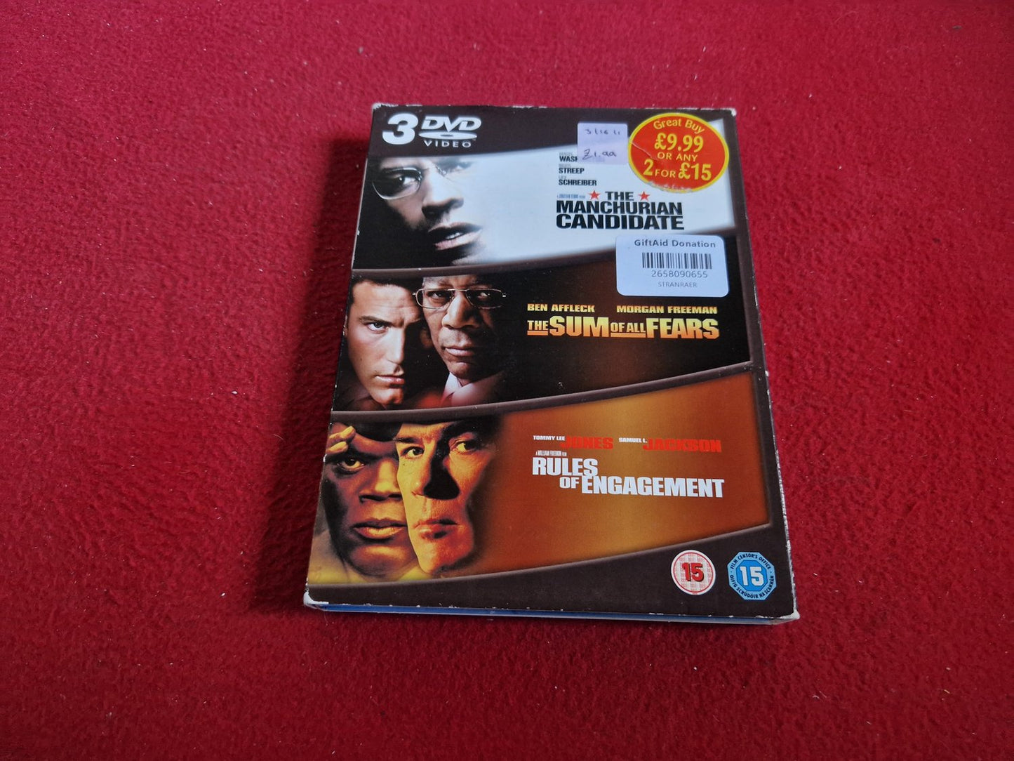 THE MANCHURIAN CANDIDATE /THE SUM OF ALL FEARS /RULES OF ENGAGEMENT BOX till DVD