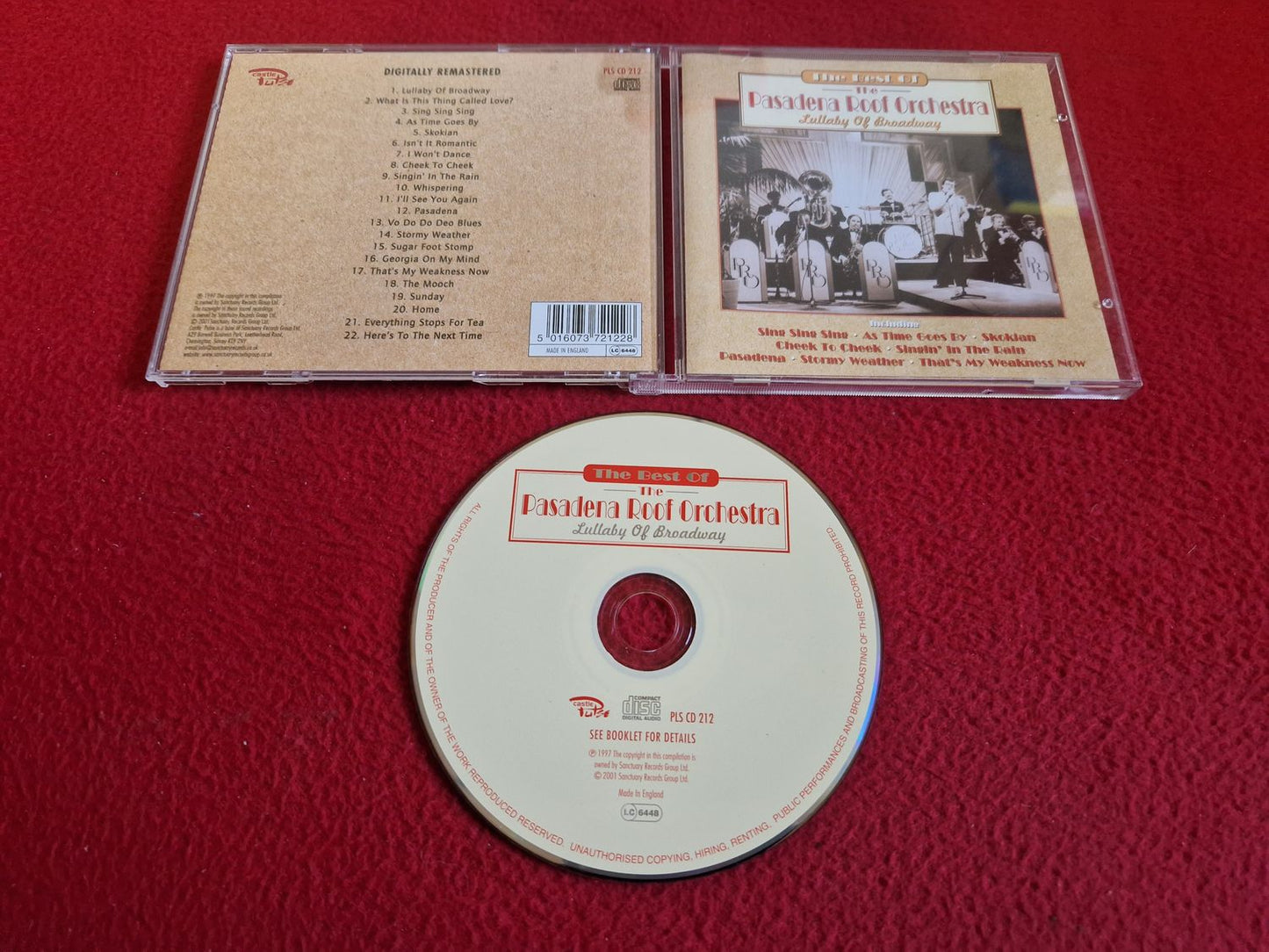 THE PASADENA ROOF ORCHESTRA LULLABY OF BROADWAY THE BEST OF CD
