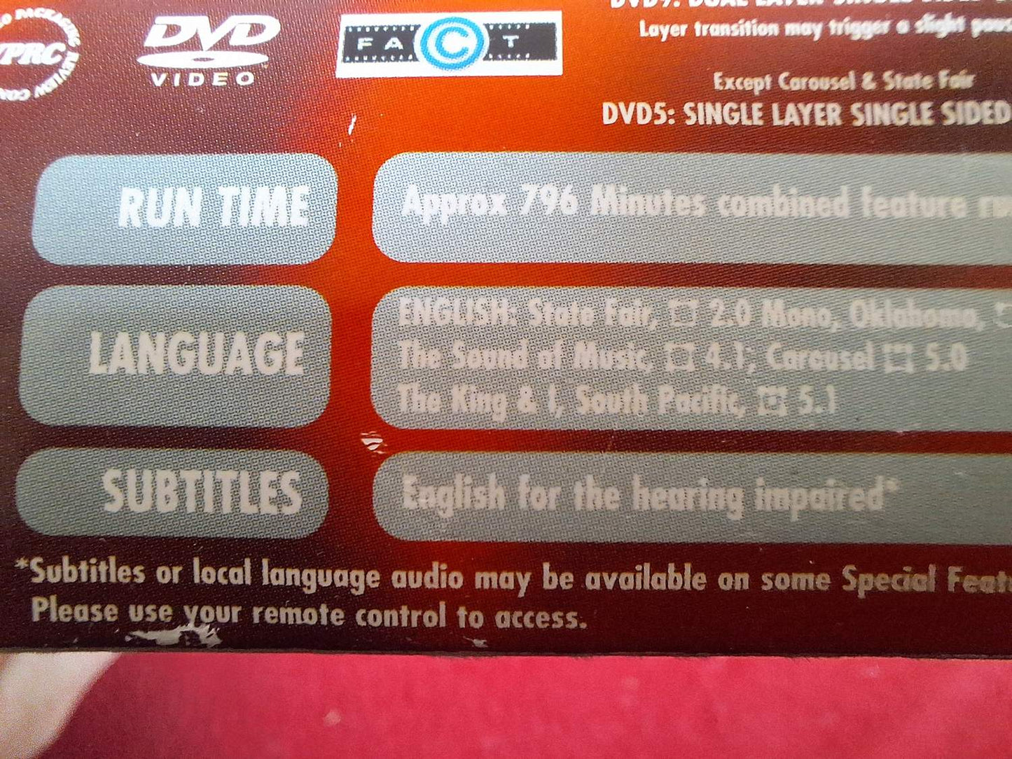 THE RODGERS & HAMMERSTEIN COLLECTION BOX DVD