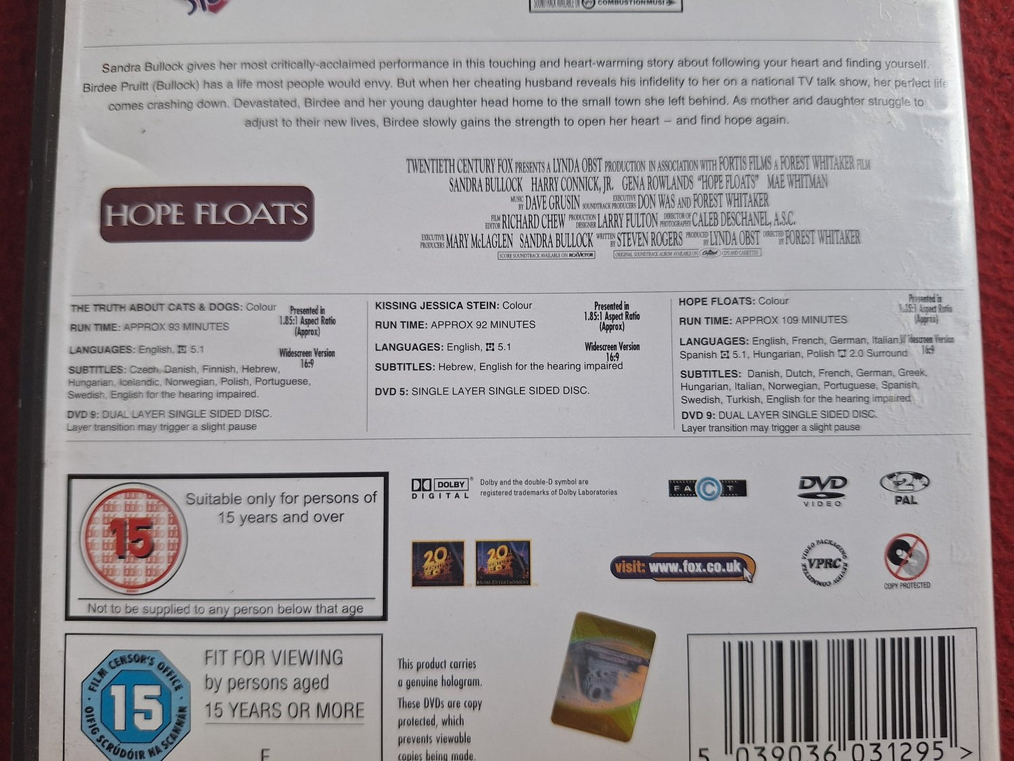 THE TRUTH ABOUT CATS & DOGS / KISSING JESSICA STEIN / HOPE FLOATS BOX DVD