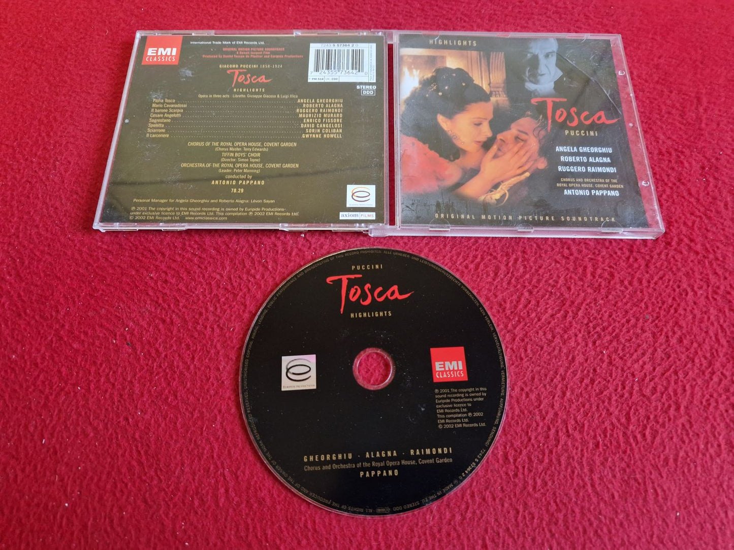 TOSCA PUCCINI ORIGINAL MOTION PICTURE SOUNDTRACK CD