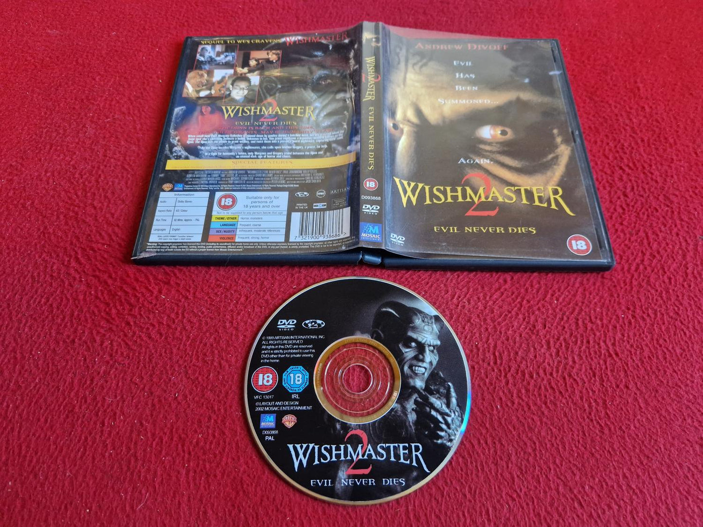 WISHMASTER 2 EVIL NEVER DIES DVD