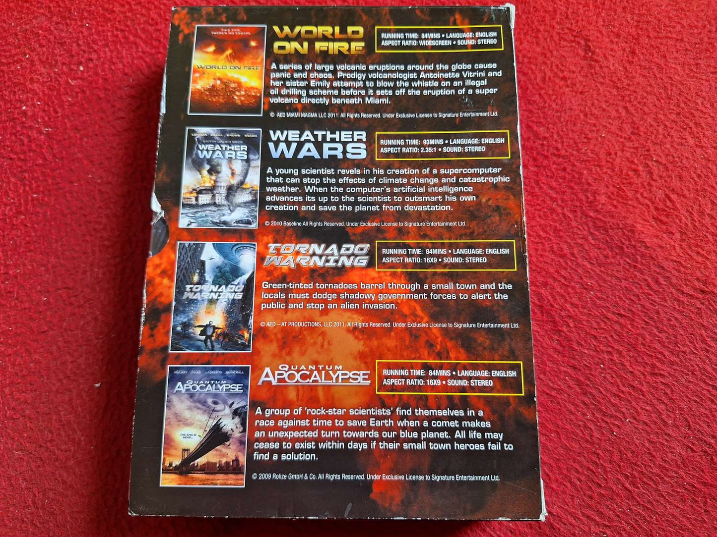 WORLD ON FIRE / WEATHER WARS / TORNADO WARNING / QUANTUM APOCALYPSE BOX DVD