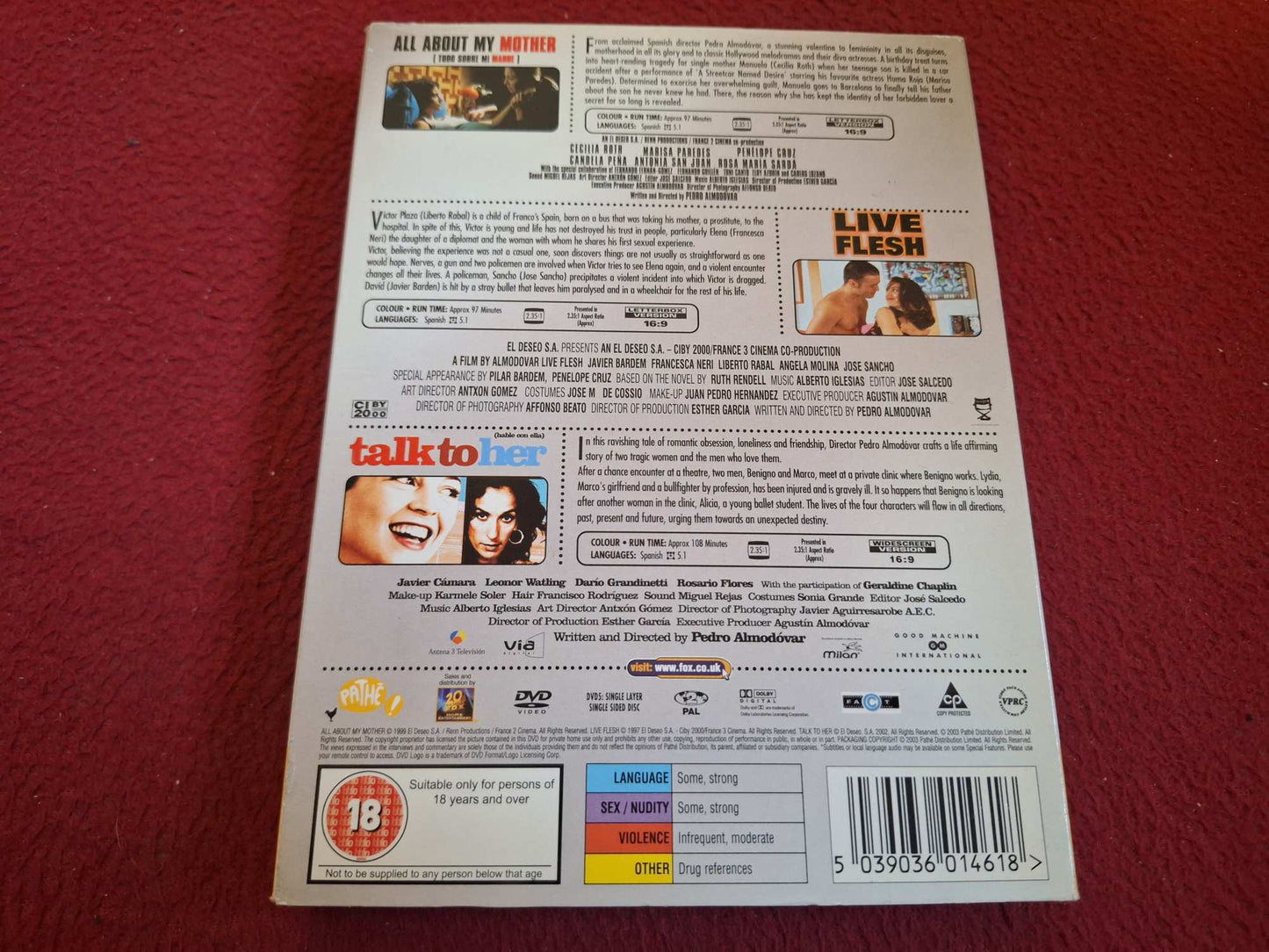 ALL ABOUT MY MOTHER / LIVE FLESH / TALK TO HER [ SPANSKT TAL ] BOX DVD