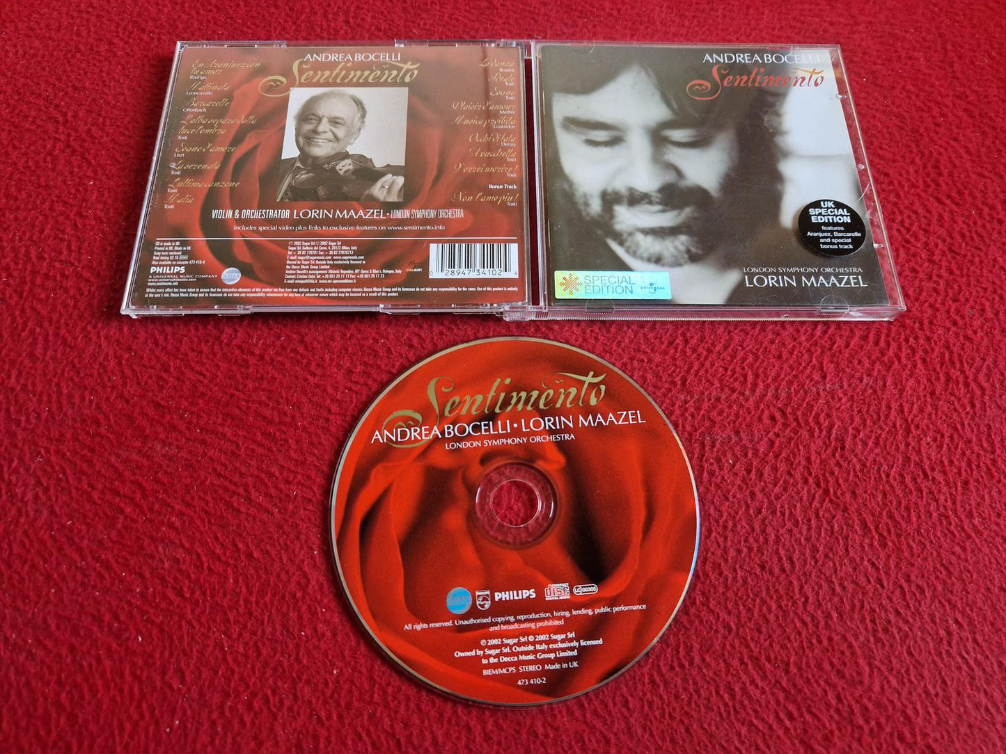 ANDREA BOCELLI SENTIMENTO UK SPECIAL EDITION CD