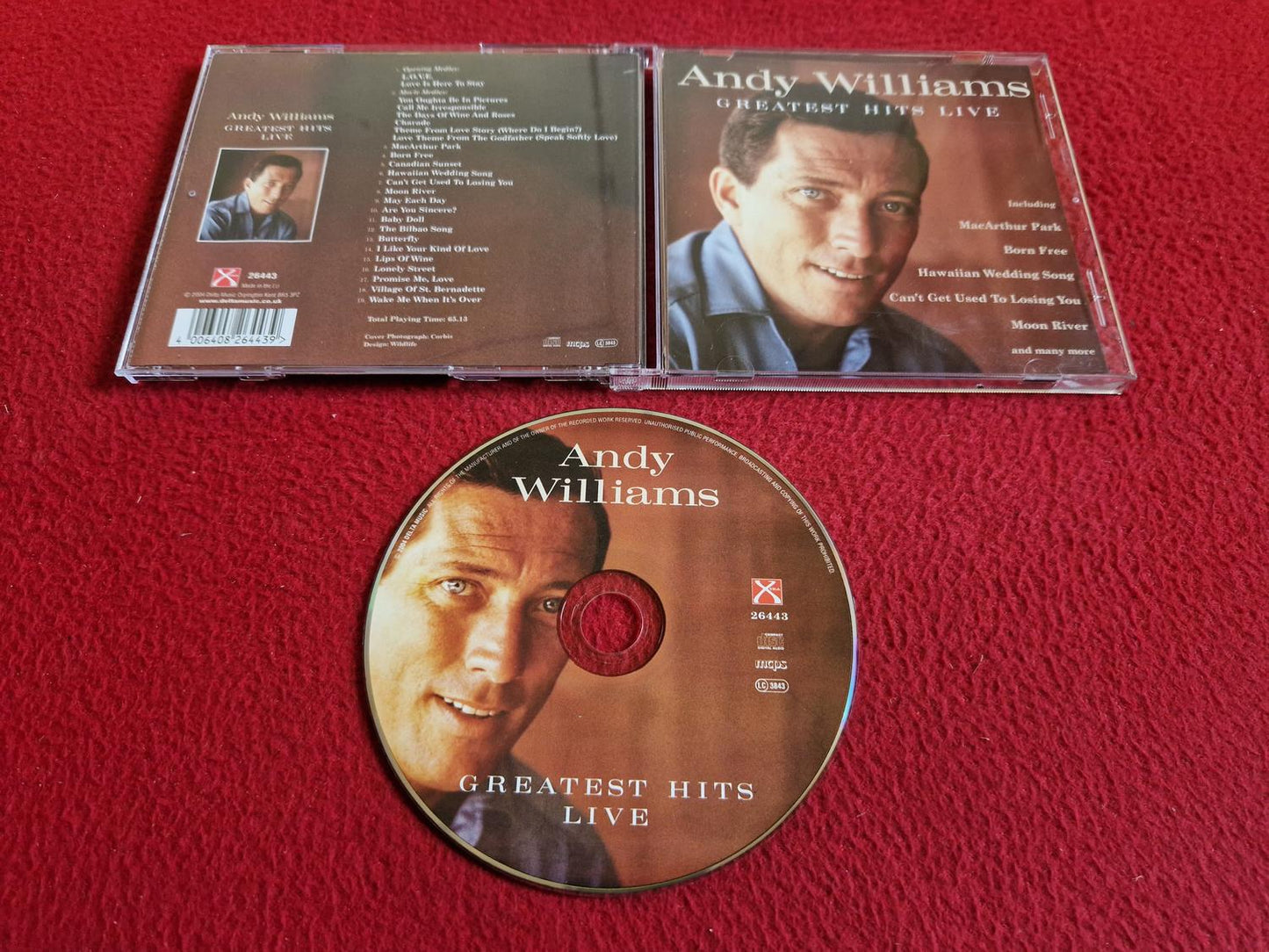 ANDY WILLIAMS GREATEST HITS LIVE CD