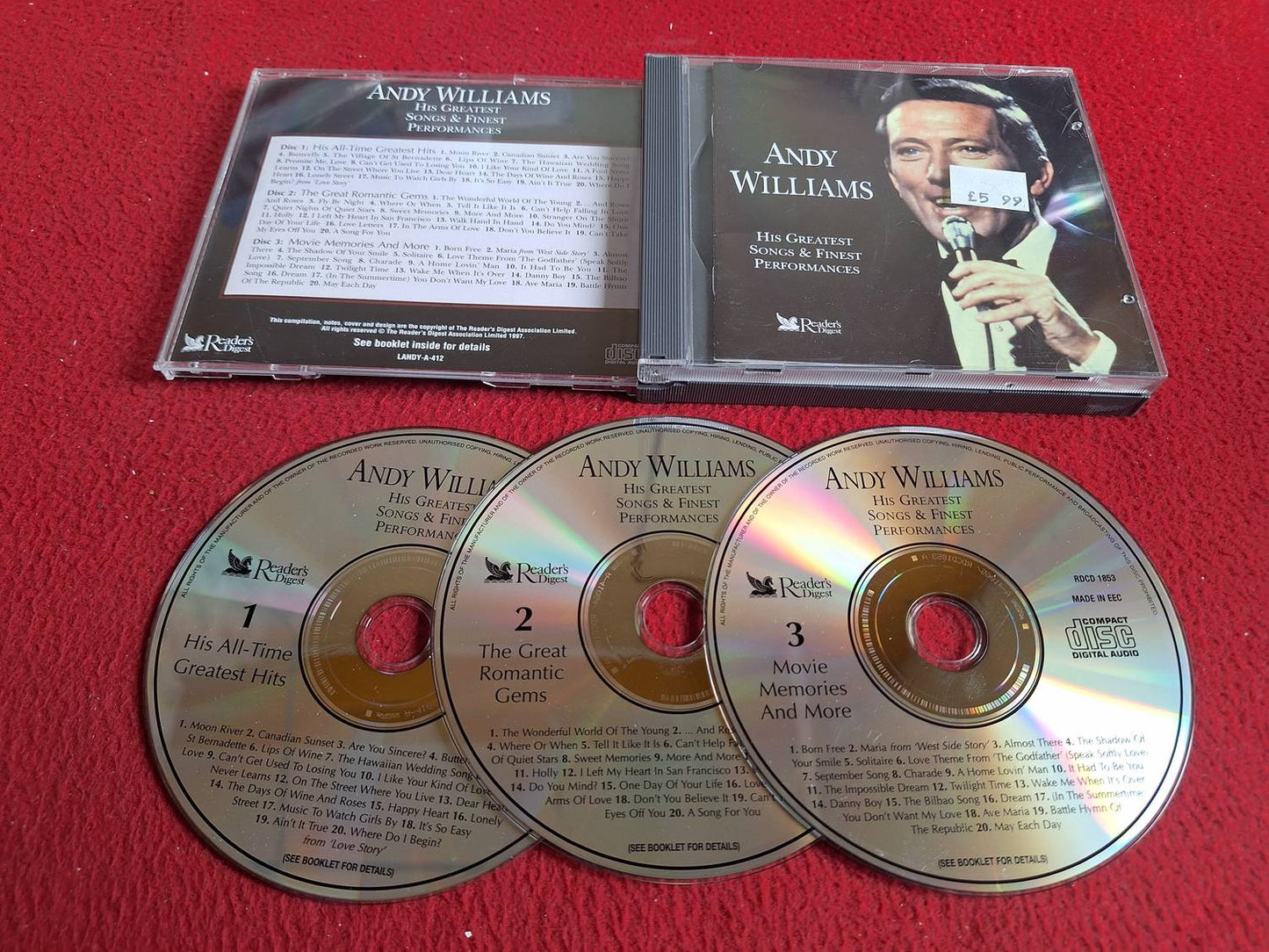 ANDY WILLIAMS HIS GREATEST SONGS & FINEST PERFORMANCES CD BOX