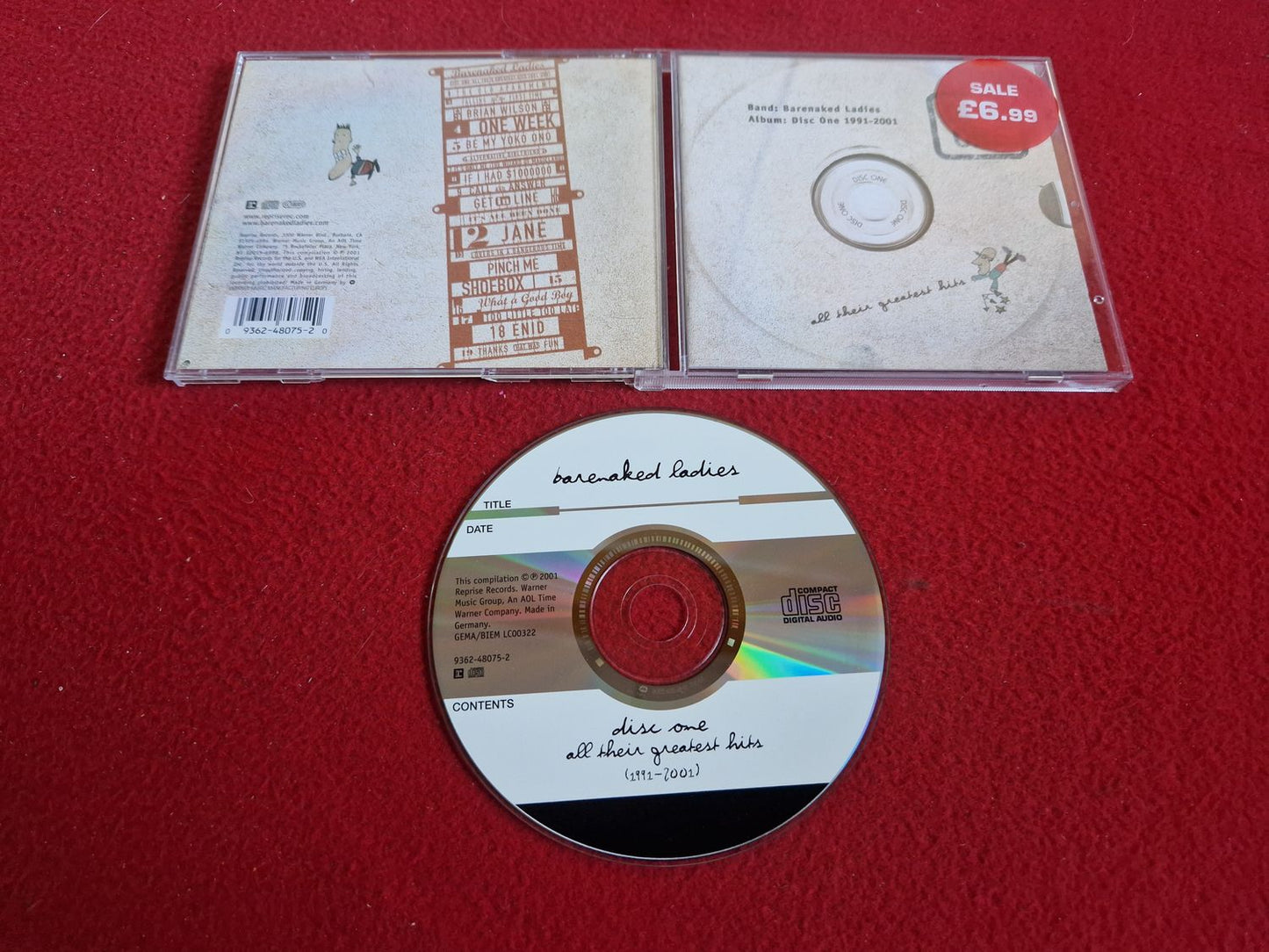 BARENAKED LADIES DISC ONE 1991 - 2001 ALL THEIR GREATEST HITS CD