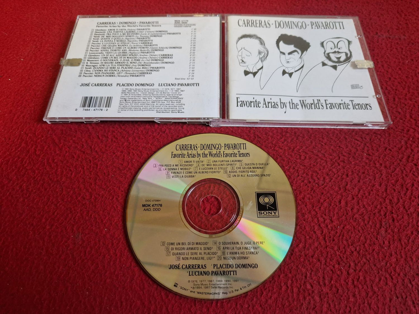 CARRERAS DOMINGO PAVAROTTI FAVORITE ARIAS BY THE WORLD'S FAVORITE TENORS CD