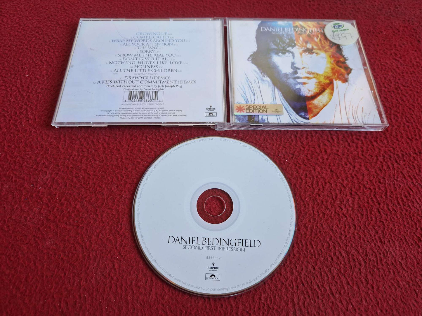 DANIEL BEDINGFIELD SECOND FIRST IMPRESSION CD