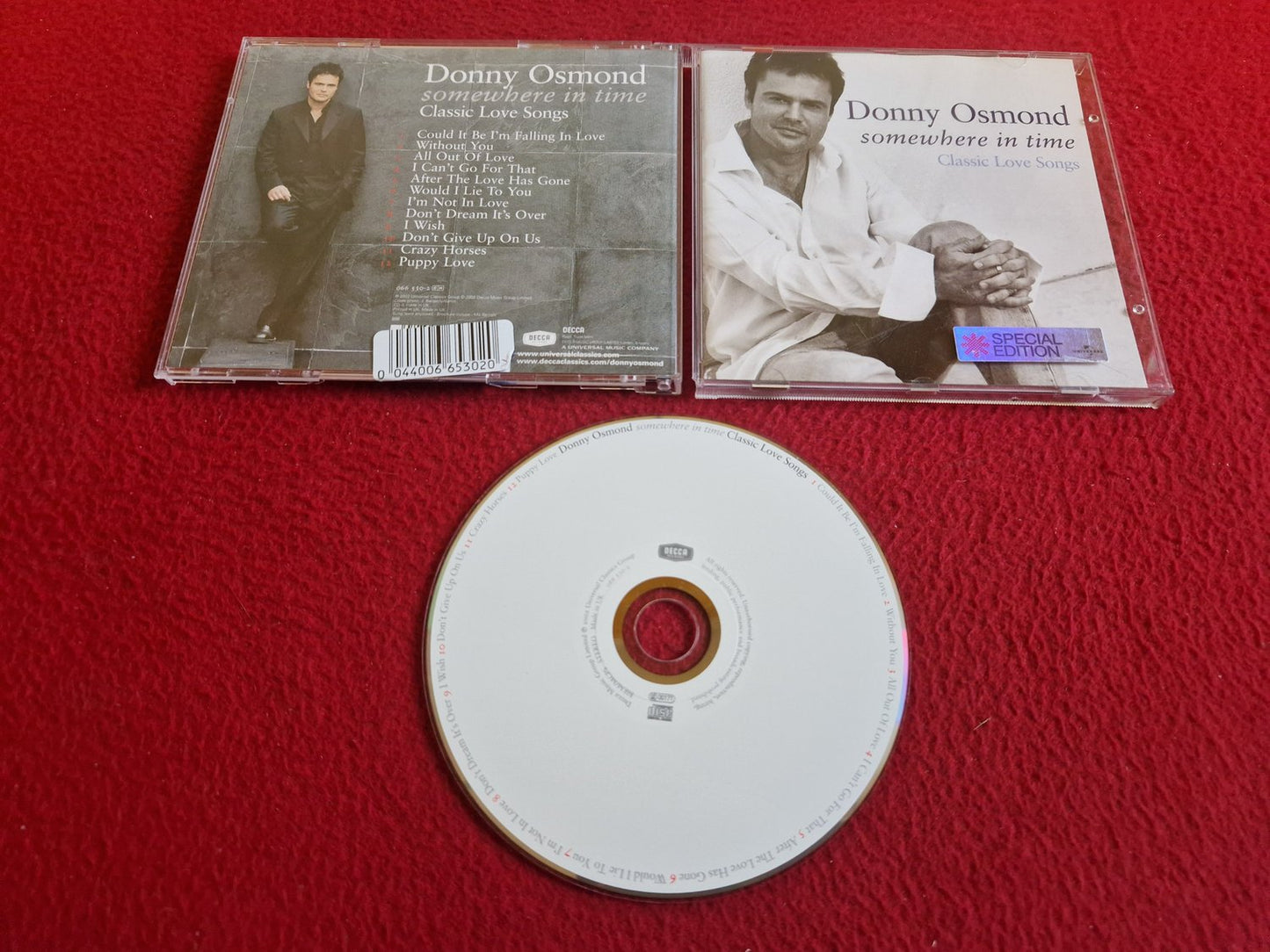 DONNY OSMOND SOMEWHERE IN TIME CLASSIC LOVE SONGS SPECIAL EDITION CD