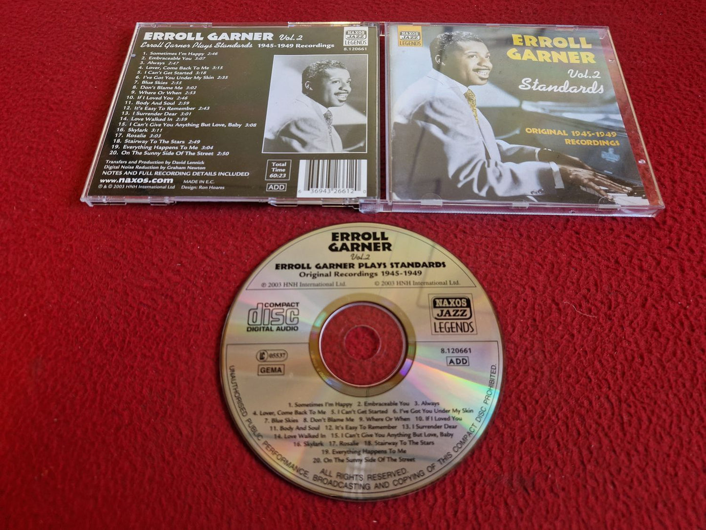 ERROLL GARNER VOL 2 PLAYS STANDARD ORIGINAL RECORDINGS 1945 - 1949 CD