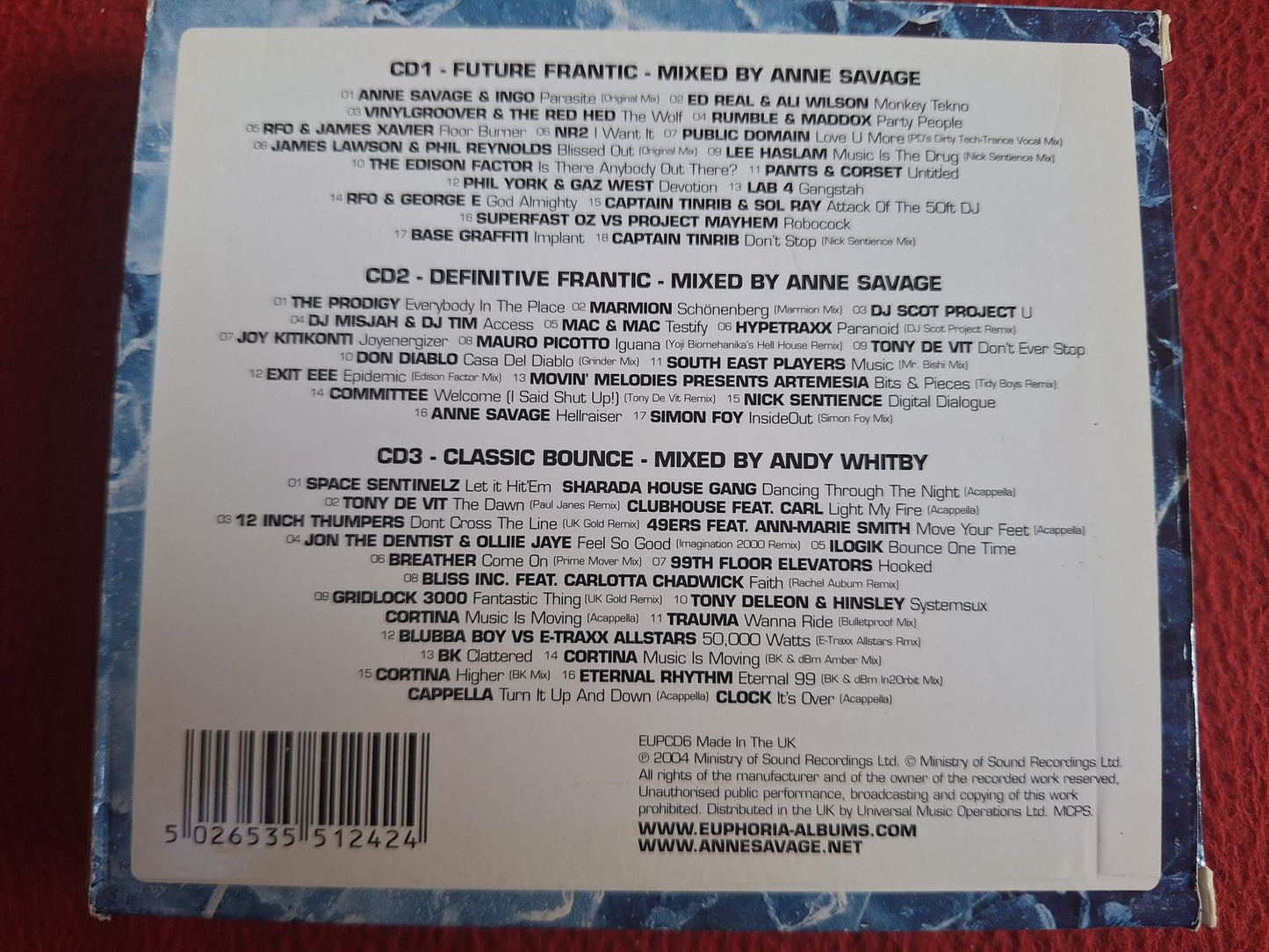 FRANTIC EUPHORIA MIXED BY ANNE SAVAGE / ANDY WHITBY CD BOX
