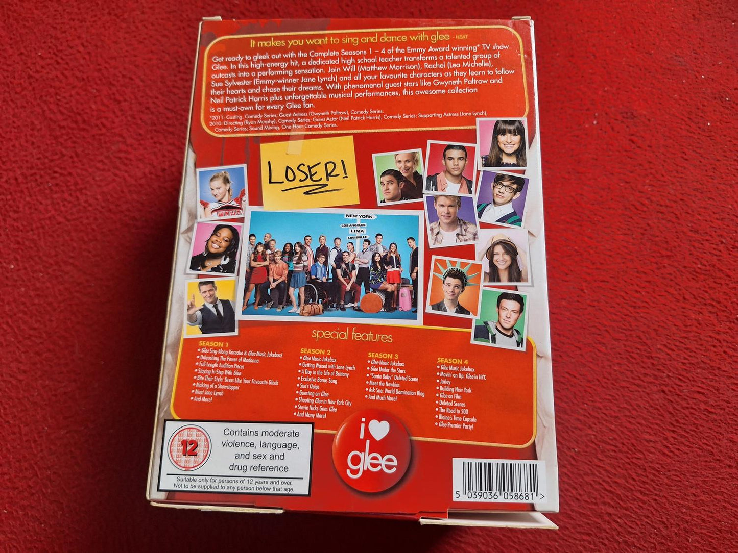 GLEE SEASONS 1 - 4 [ ENGELSK TEXT ] BOX DVD
