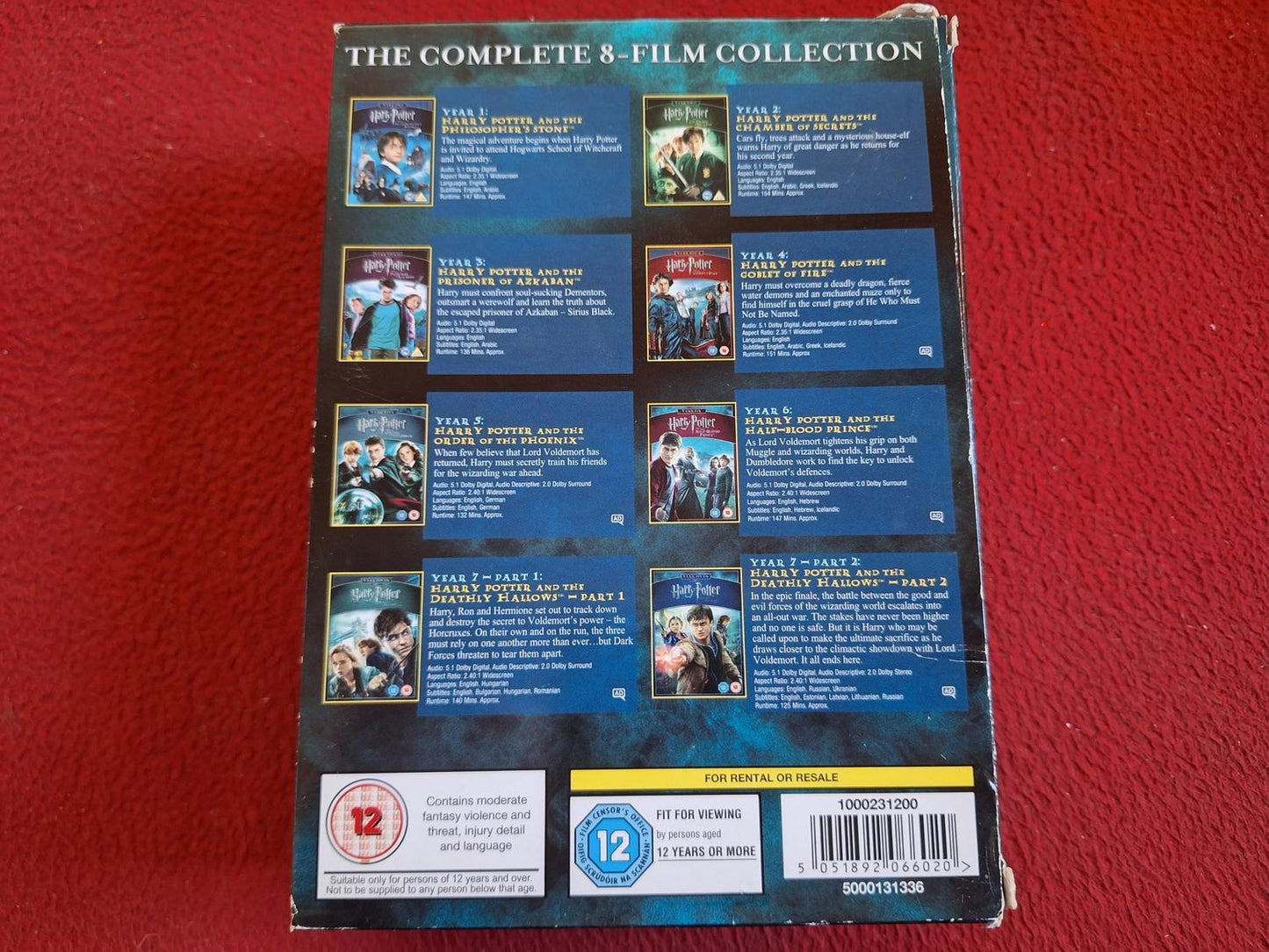 HARRY POTTER THE COMPELTE 8-FILM COLLECTION [ ENGELSK TEXT ] BOX DVD