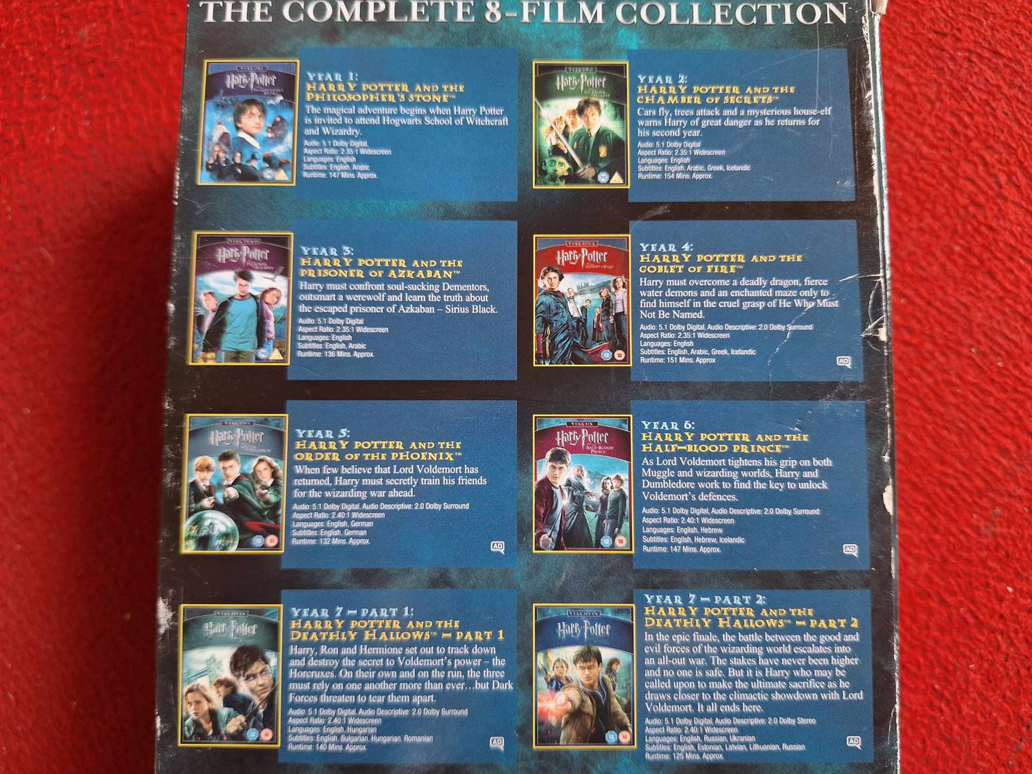 HARRY POTTER THE COMPLETE 8-FILM COLLECTION BOX DVD