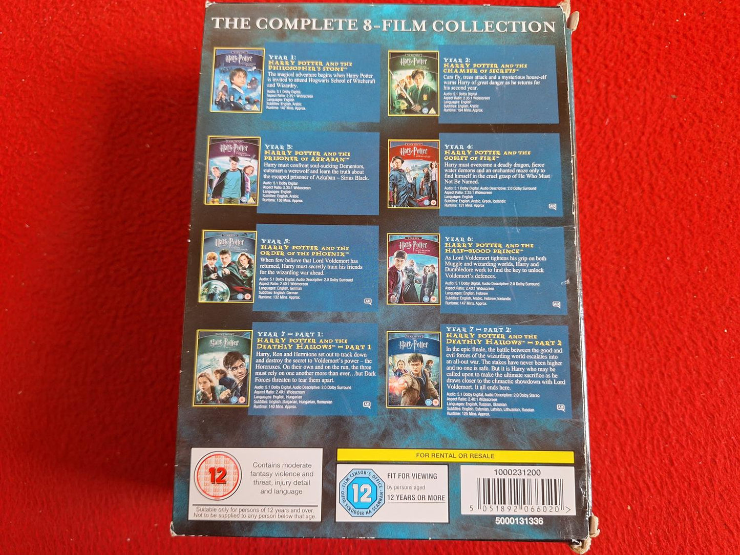 HARRY POTTER THE COMPLETE 8-FILM COLLECTION [ ENGELSK TEXT ] BOX DVD