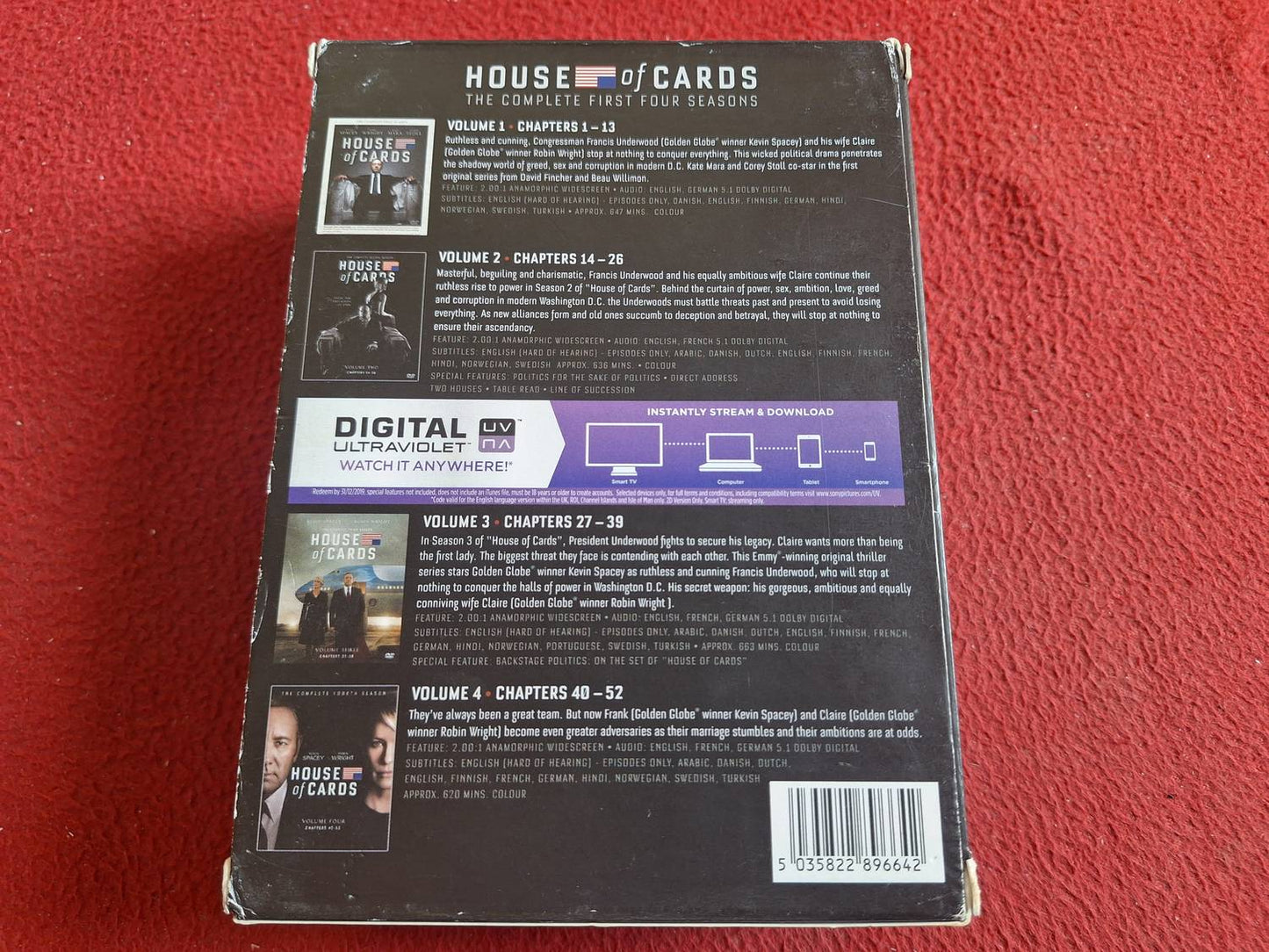 HOUSE OF CARDS SEASONS 1 - 4 [ SVENSK TEXT ] BOX DVD