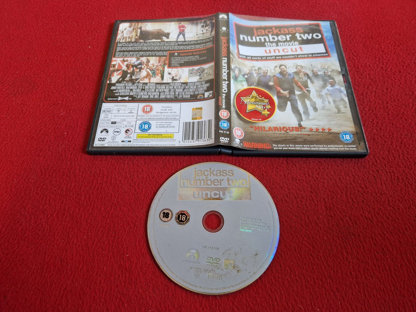 JACKASS NUMBER TWO THE MOVIE UNCUT DVD