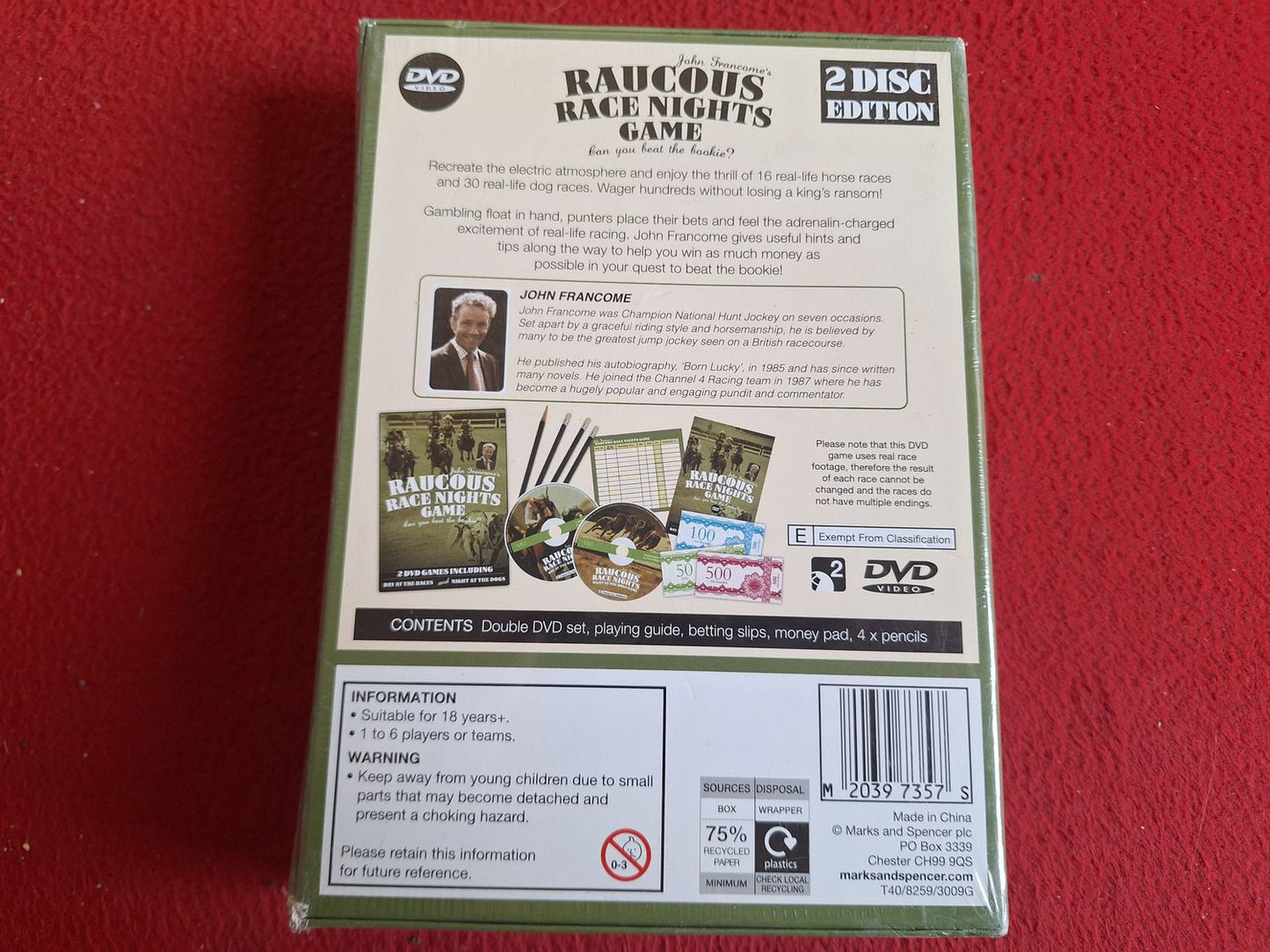 JOHN FRANCOMES RAUCOUS RACE NIGHTS DVD GAMES BOX DVD