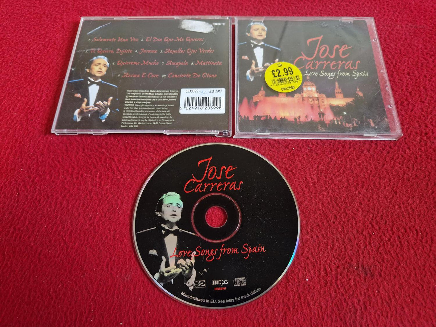 JOSE CARRERAS LOVE SONGS FROM SPAIN CD