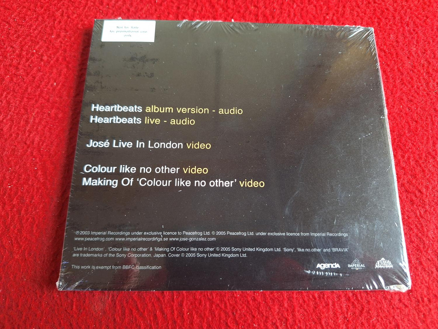 JOSE GONZALEZ HEARTBEATS [ OÖPPNAD ] PROMO DVD