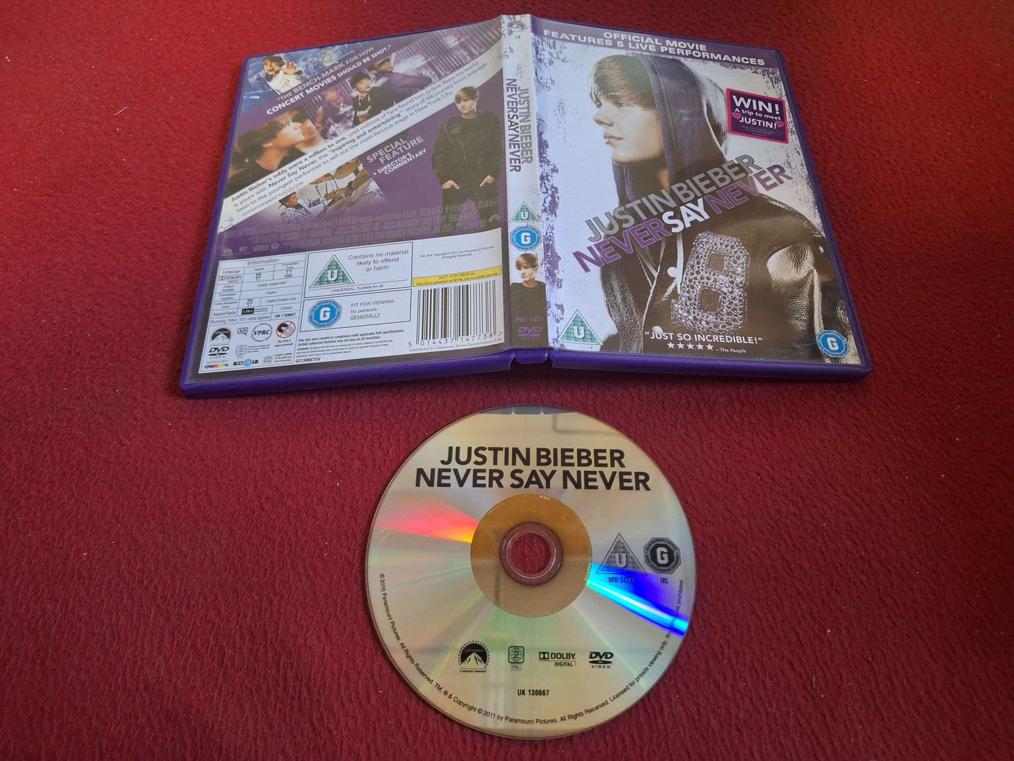 JUSTIN BIEBER NEVER SAY NEVER DVD