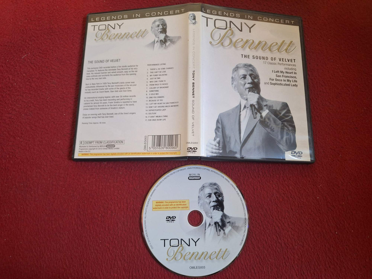 LEGENDS IN CONCERT - TONY BENNET SOUND OF VELVET DVD
